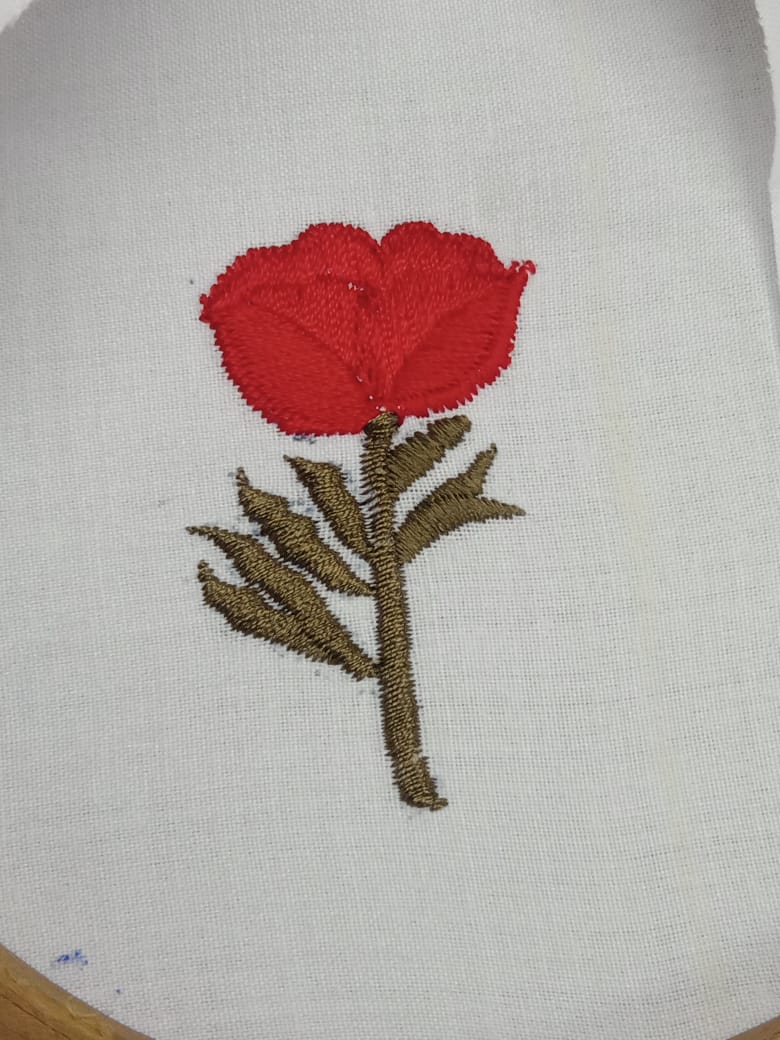 White Cotton Shirt with All-Over Red Floral Embroidery
