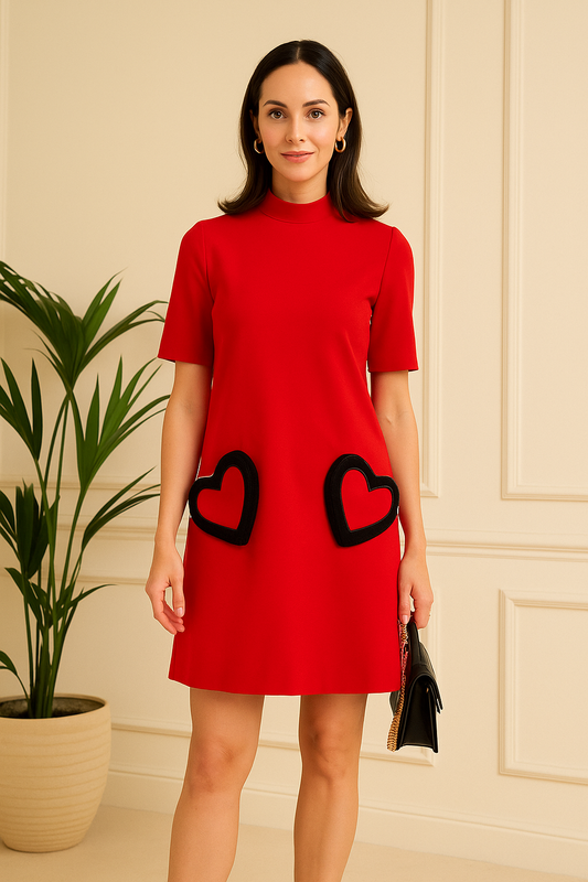 Red Heart Pocket dress