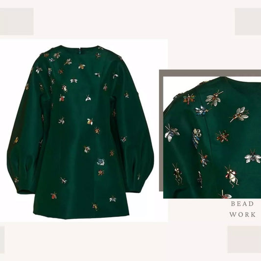 Emerald Beaded Bug Dress